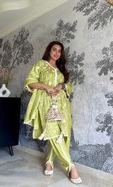 Silkeena Kaur in PRAKRITI - Green Cotton Suit Set