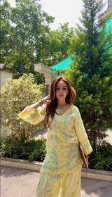 Simran Sethi Bedi in VIAN - Yellow Embroidered Co-ord Set