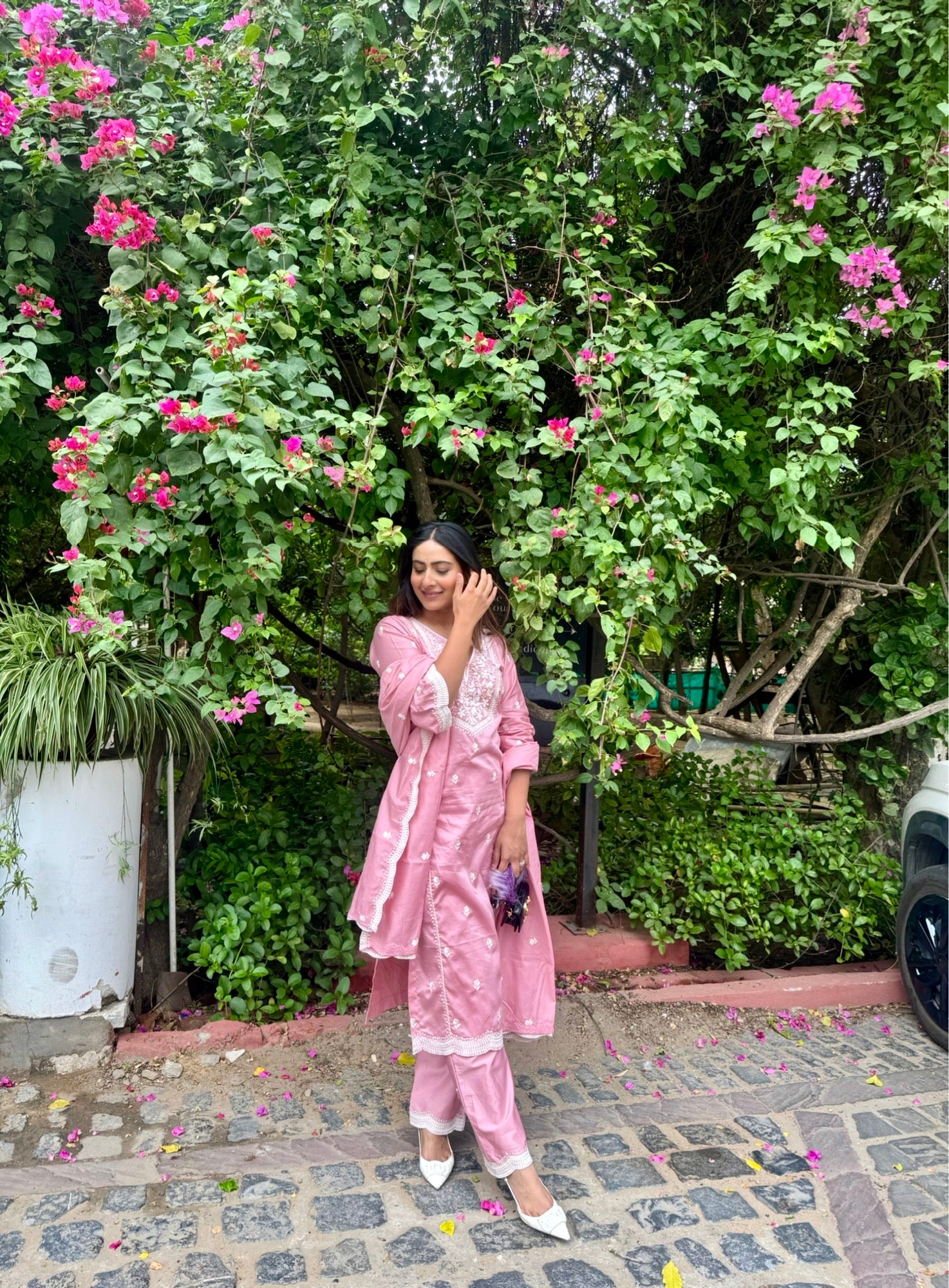 Shivangini Singh Rathore in ABRI - Pink Cotton Suit Set