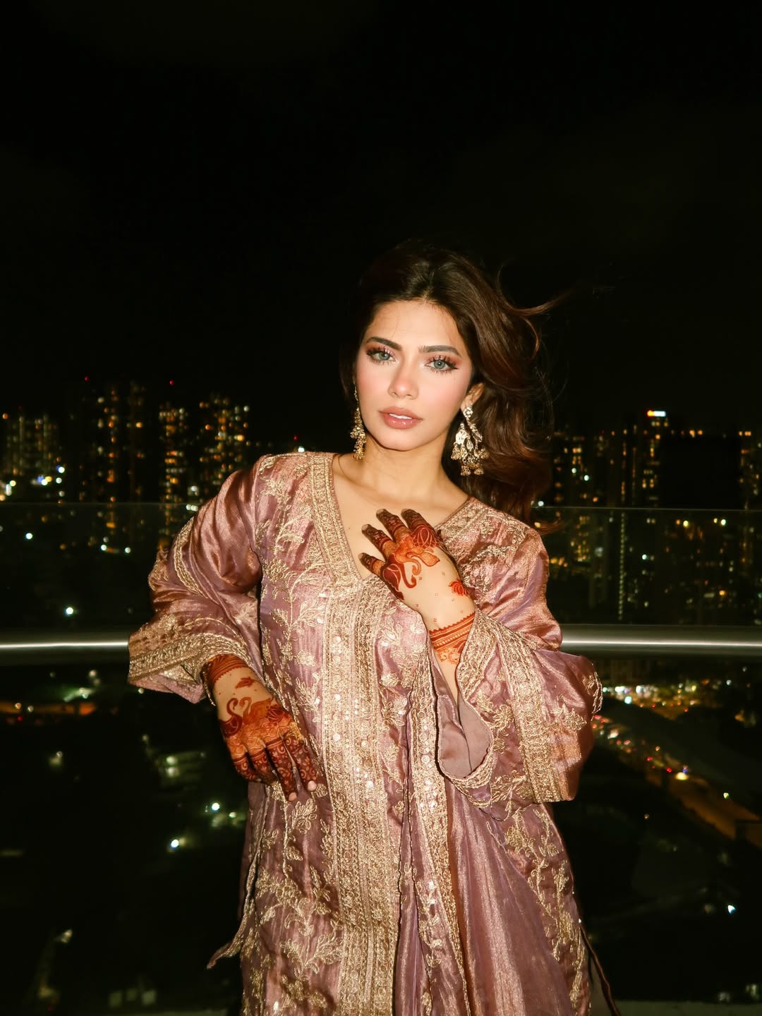 Nagma Mirajkar in RAINA - Antique Mauve Tissue-Organza Suit Set