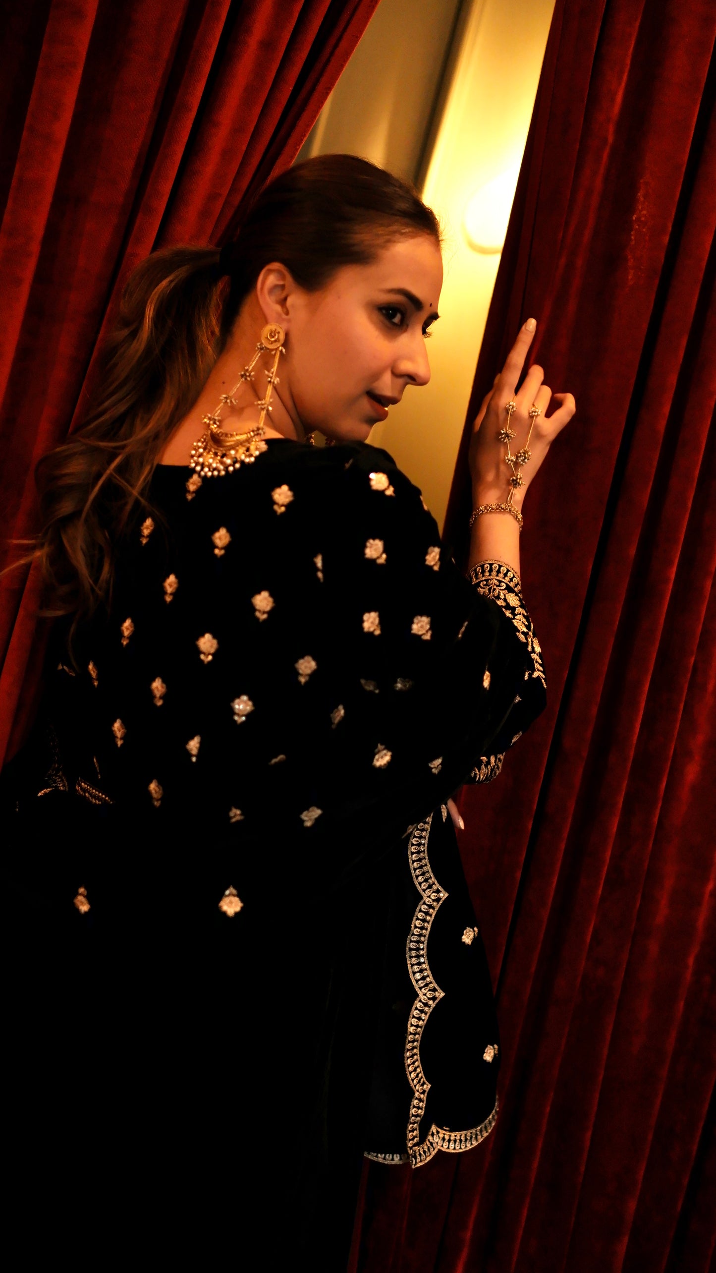 Sania Chadha in MUKHDA - Velvet Black Anarkali Set