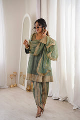Arti Chauhan in ZIA - Sage Blue Tissue-Organza Anarkali Set.