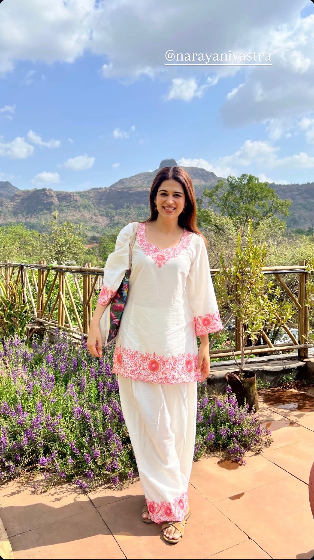 Shradha Das in SCARLET -  White Embroidered Co-ord Set