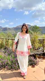 Shradha Das in SCARLET -  White Embroidered Co-ord Set