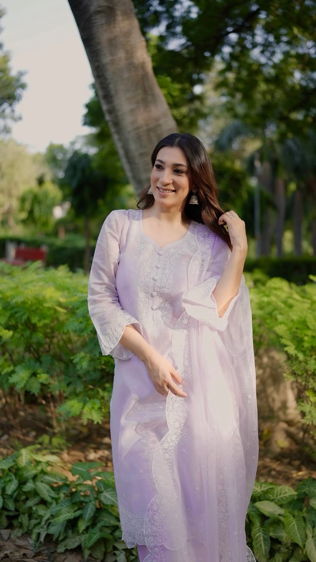 Parisa Barkzi in Kesar - Lavender Embroidered Suit Set. – Narayani Vastra
