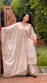 Sohaa Ali in MEHREEN - Beige Cotton Suit Set