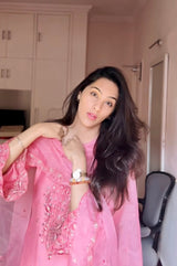 Dr. Taniya Bakshi in AFSANA - Pink Chanderi Suit Set