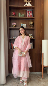 Shivami Jain in AAROHI - Blush Pink Chanderi A-line Suit Set