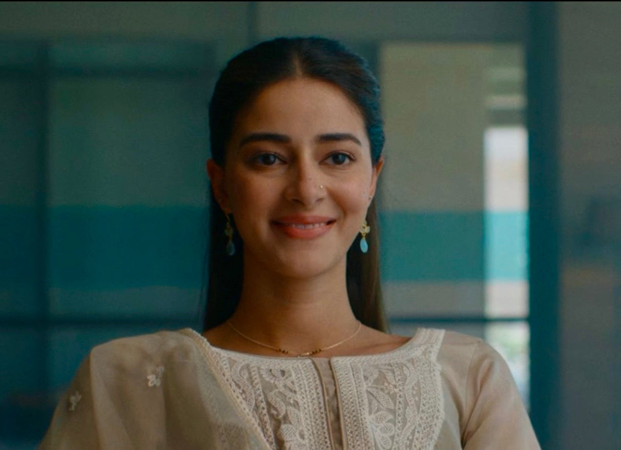 Ananya Pandey in Hazel Beige Chanderi Suit Set