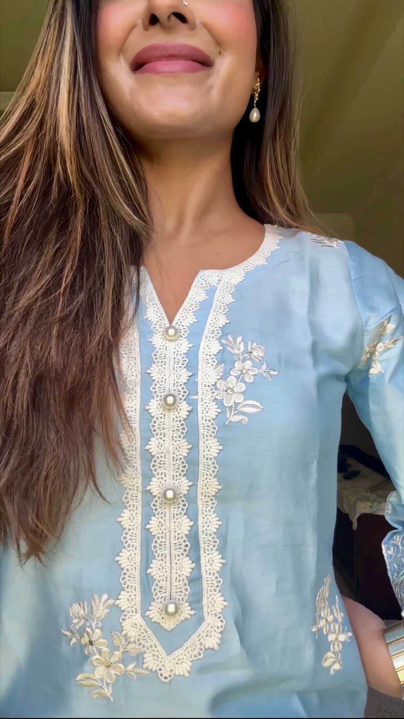 Shivangini Singh Rathore in AURE - Blue Embroidered Co-ord Set