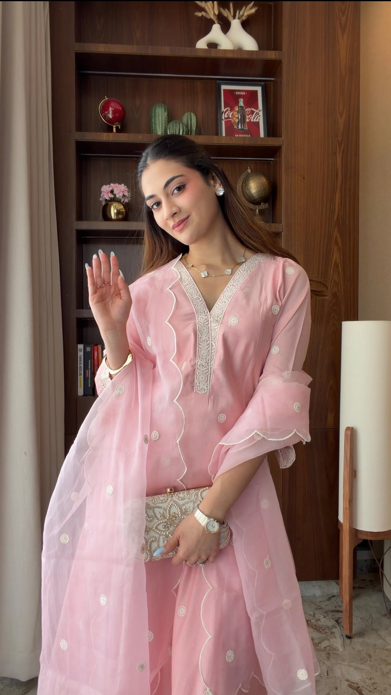 Shivami Jain in AAROHI - Blush Pink Chanderi A-line Suit Set