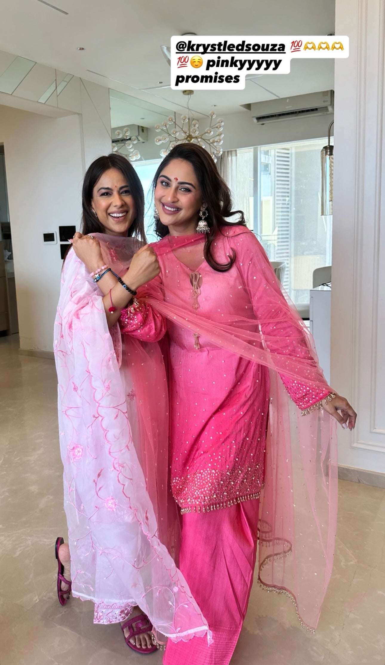 Nia Sharma in GULBANO - Pink Chanderi Suit Set