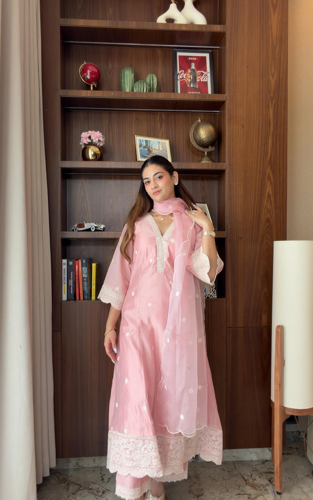Shivami Jain in AAROHI - Blush Pink Chanderi A-line Suit Set