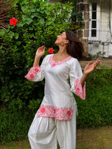 Yogita Bihani in SCARLET -  White Embroidered Co-ord Set