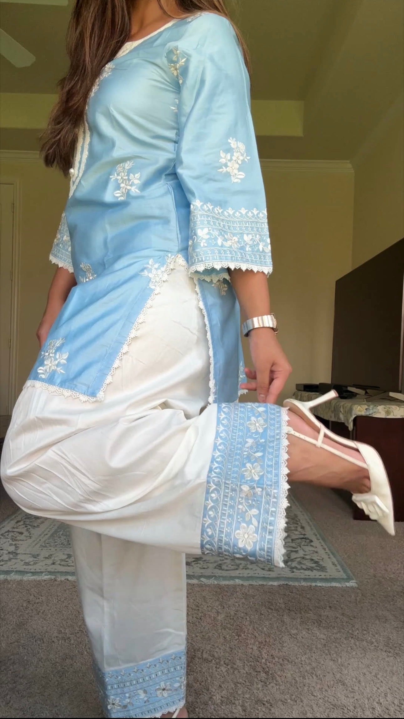 Shivangini Singh Rathore in AURE - Blue Embroidered Co-ord Set