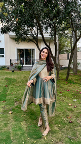 Dr. Taniya Bakshi in ZIA - Sage Blue Tissue-Organza Anarkali Set