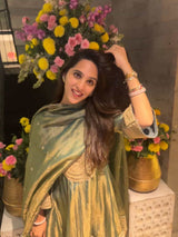 Dr. Taniya Bakshi in ZIA - Sage Blue Tissue-Organza Anarkali Set