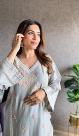 Kanika Khatri in CHHAYA - Grey Cotton Suit Set