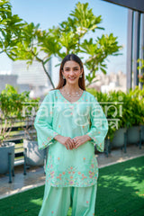 EIRA - Sea Green Embroidered Cotton Co-ord Set