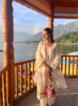 Shivangini Singh Rathore in Nalini - Ivory White Chanderi Embroidered Suit Set.