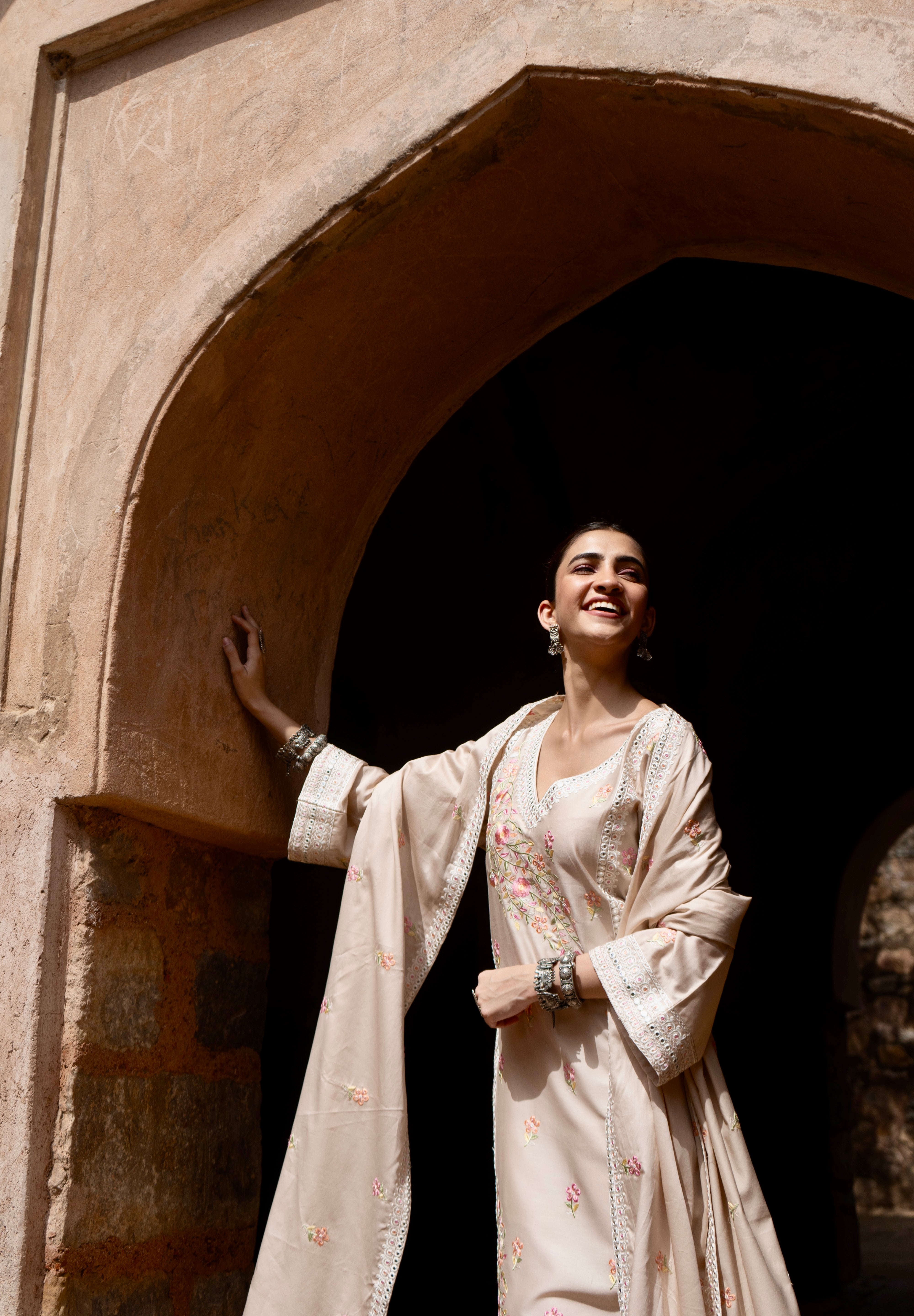 Shreya Lakhani in ROOHANI - Beige Cotton Suit Set