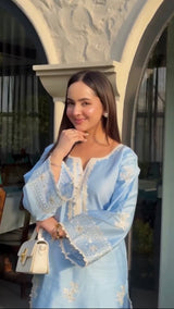 Bhavya Jain in AURE - Blue Embroidered Co-ord Set
