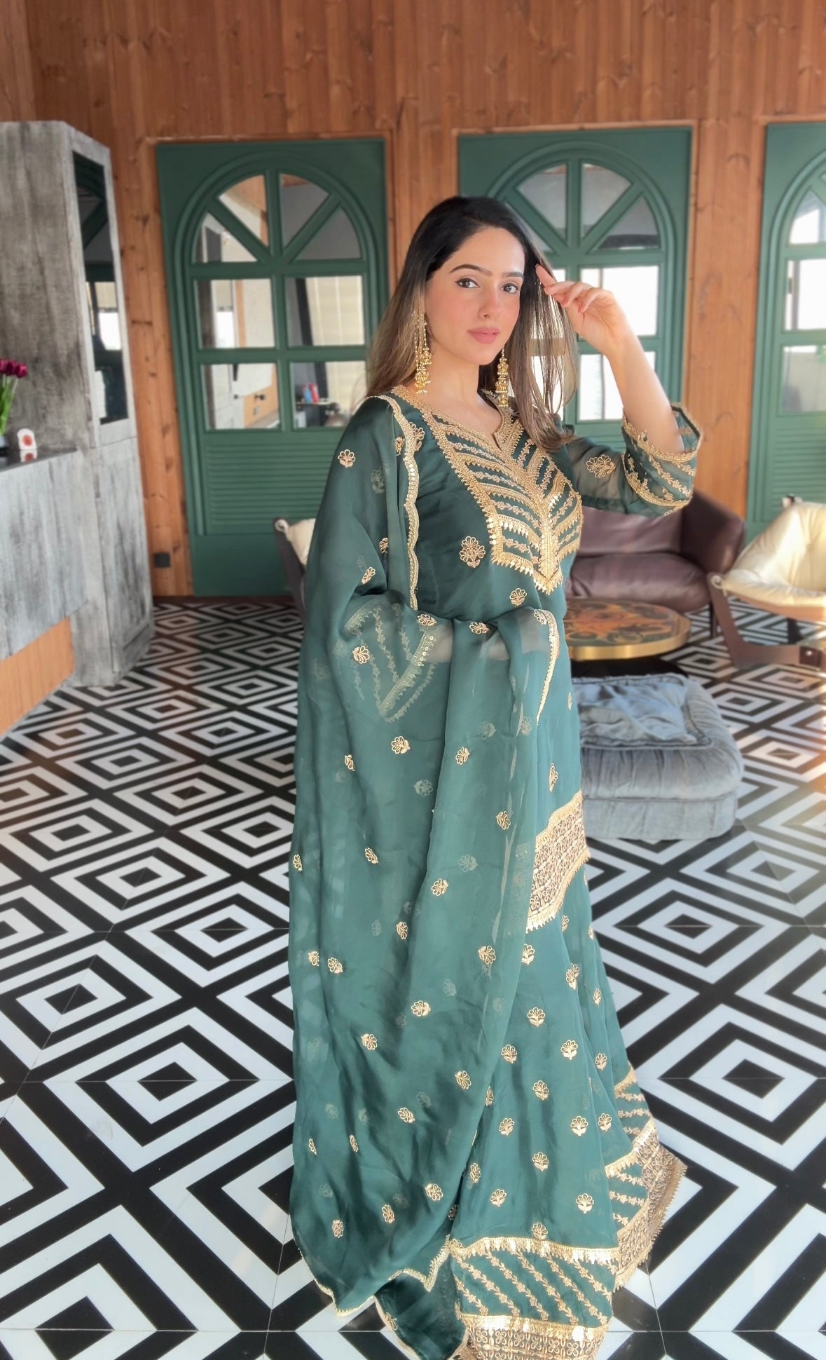 Amita Singh (@amitasinghh) VANI - Green Organza Sharara Set