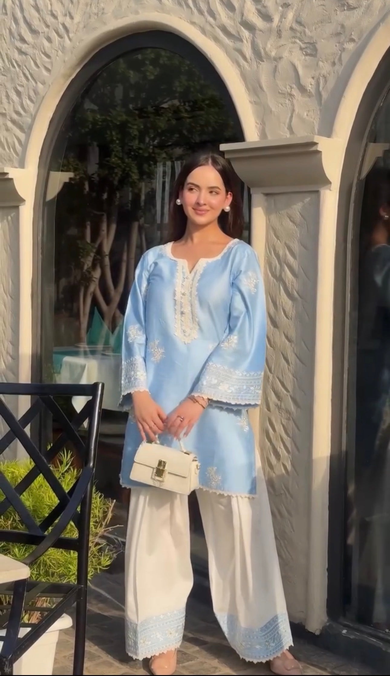 Bhavya Jain in AURE - Blue Embroidered Co-ord Set