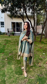 Dr. Taniya Bakshi in ZIA - Sage Blue Tissue-Organza Anarkali Set
