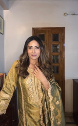 Shivangini Singh Rathore in ZOYA - Olive green Tissue-Organza Suit Set