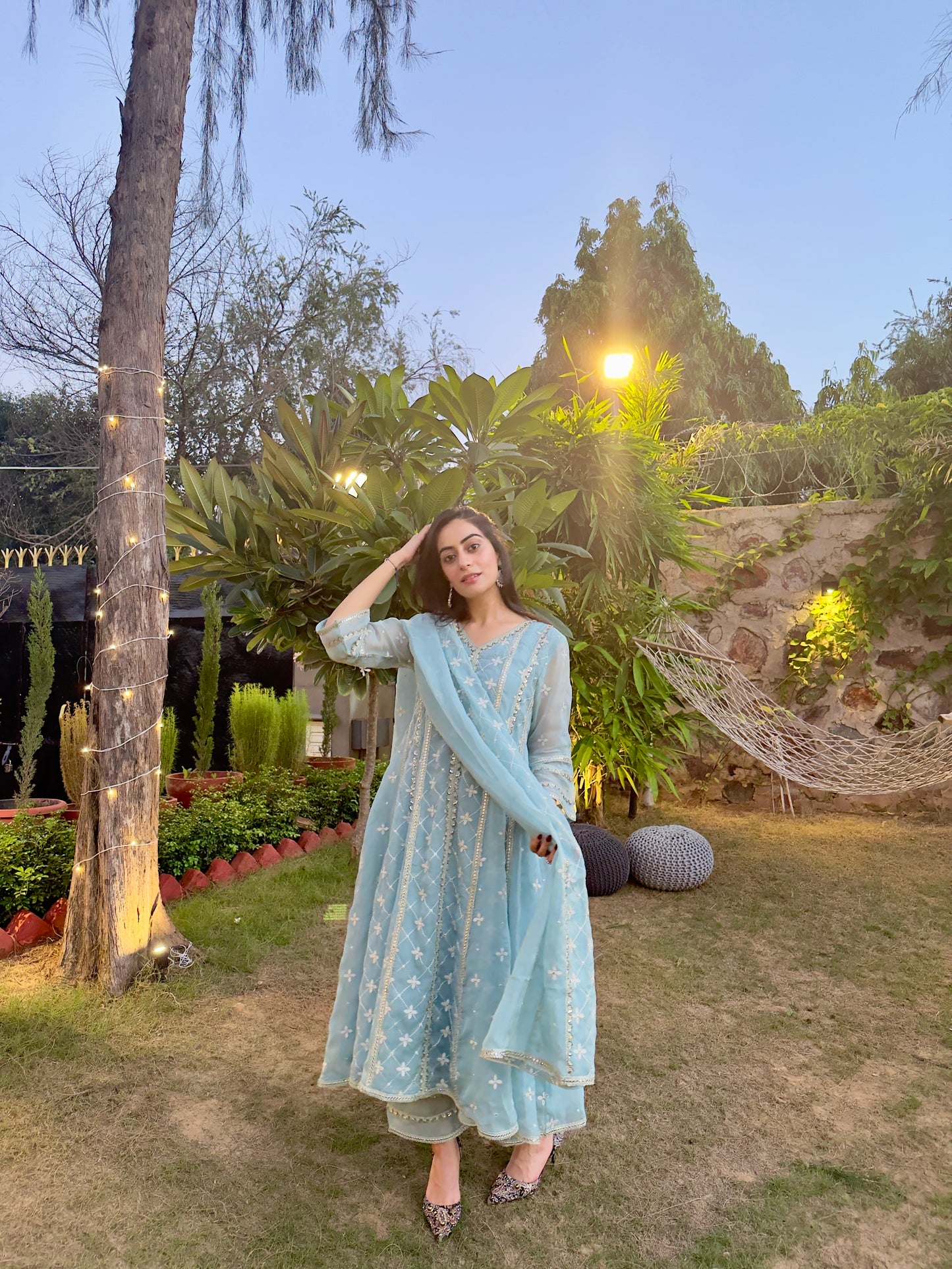 Nikita Chawla in Jashan - Blue Organza Anarkali Set.