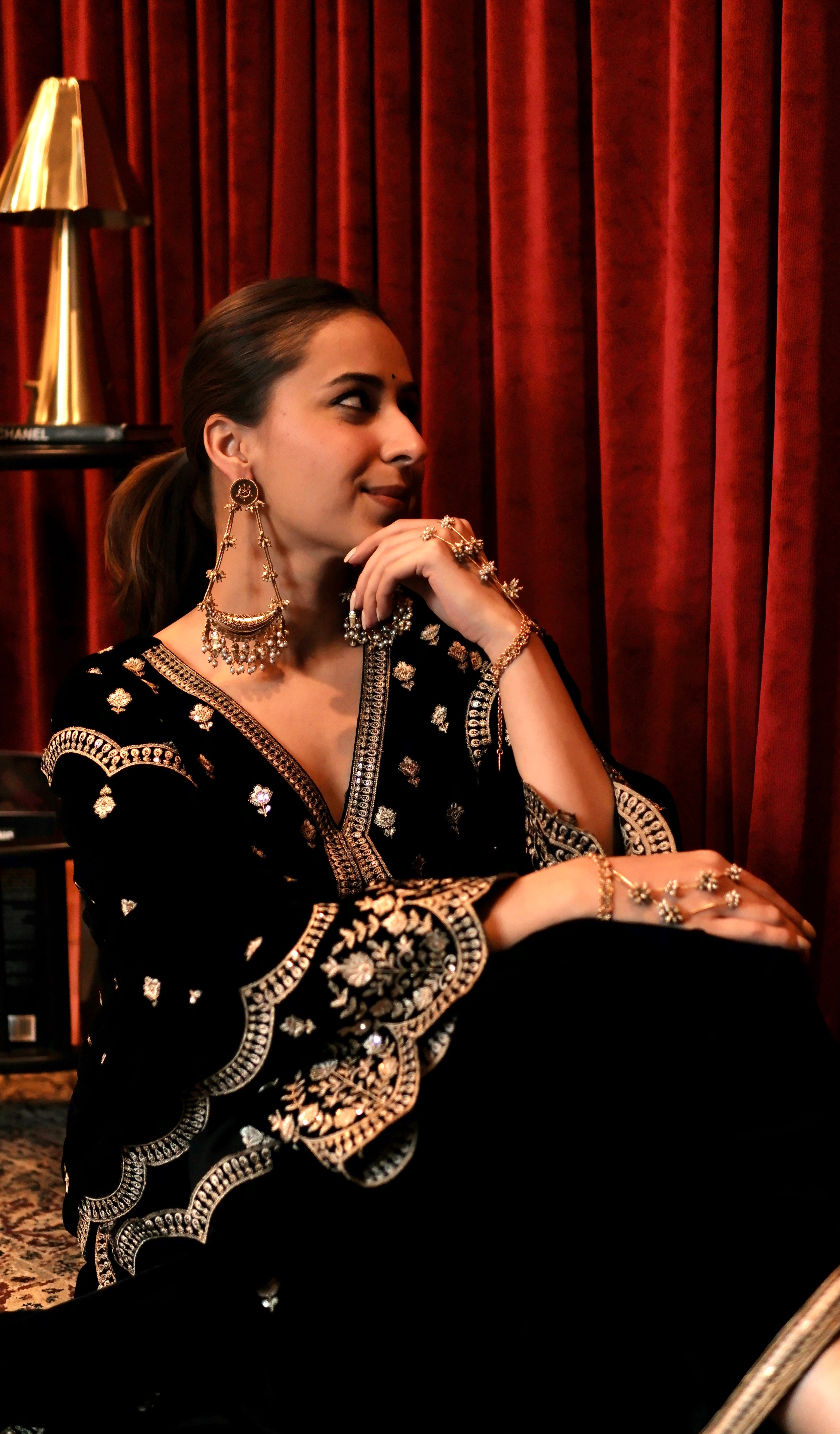 Sania Chadha in MUKHDA - Velvet Black Anarkali Set