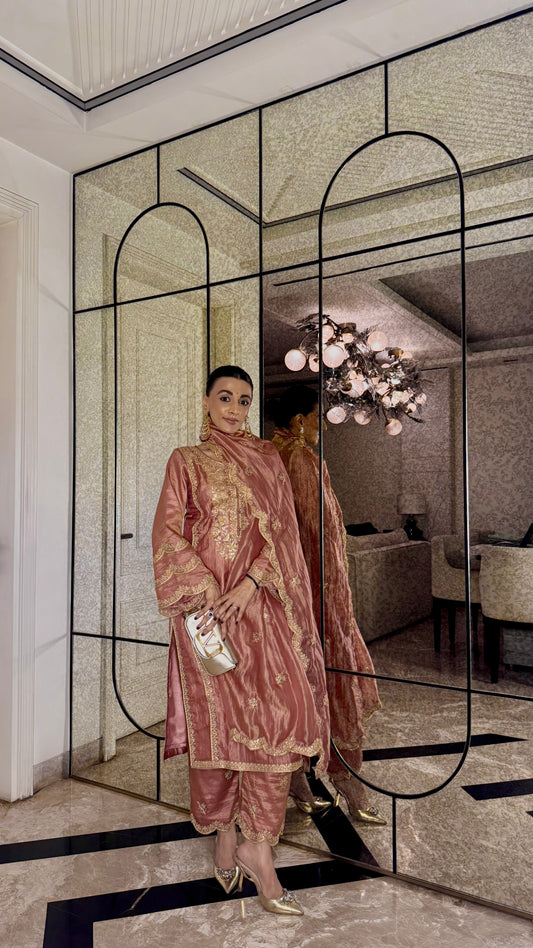 Mehak Jain in ADAA - Rustic Orange Tissue-Organza Suit Set