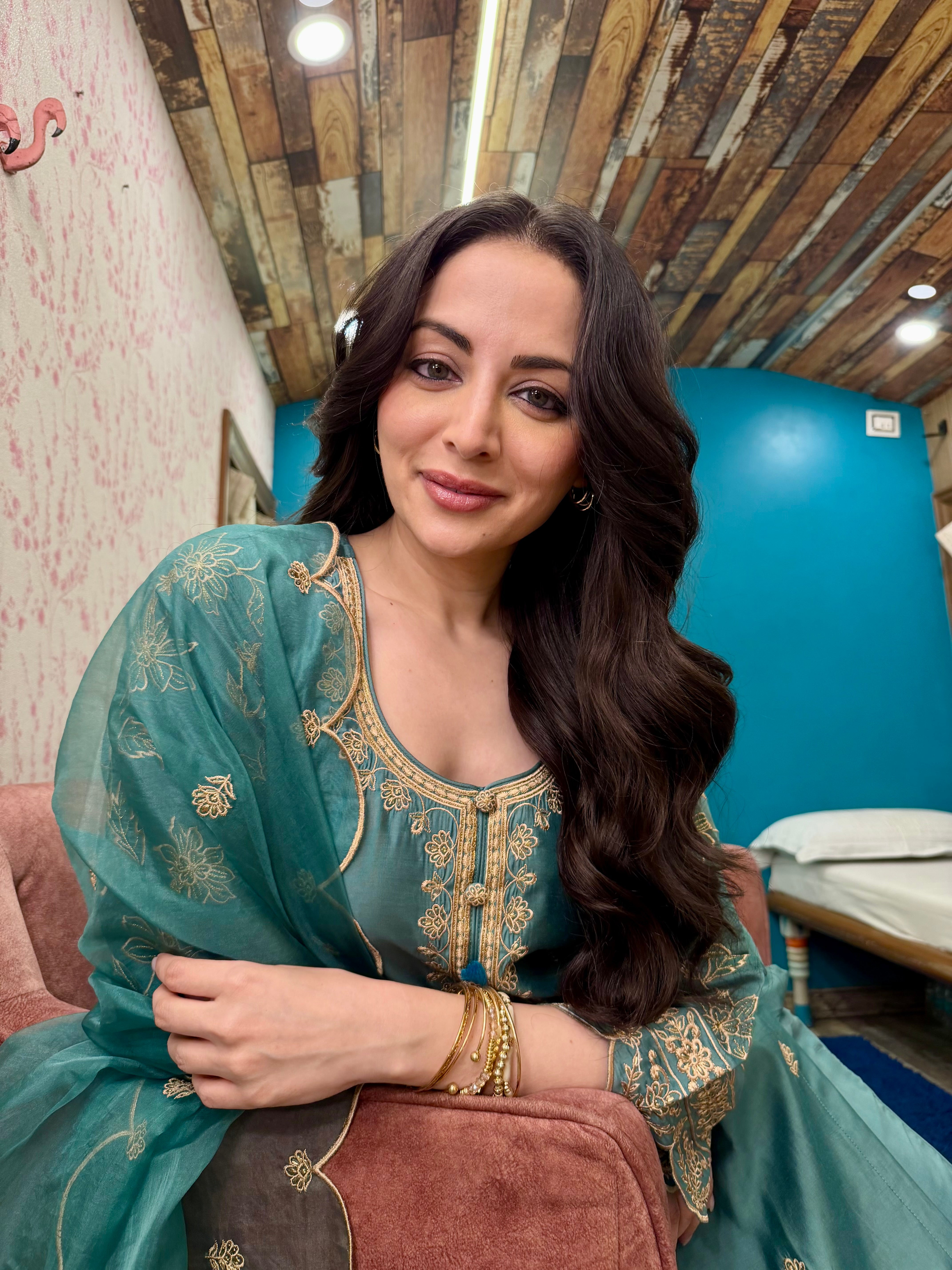 Zoya Afroz in AMEERA - Emerald Green Chanderi Suit Set