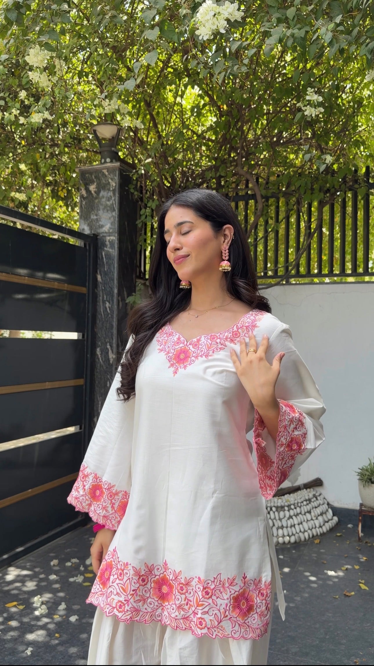 Bhumika Dhingra in SCARLET -  White Embroidered Co-ord Set