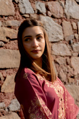 Shreya Lakhani in ZIVA - Burgundy Chanderi Suit Set