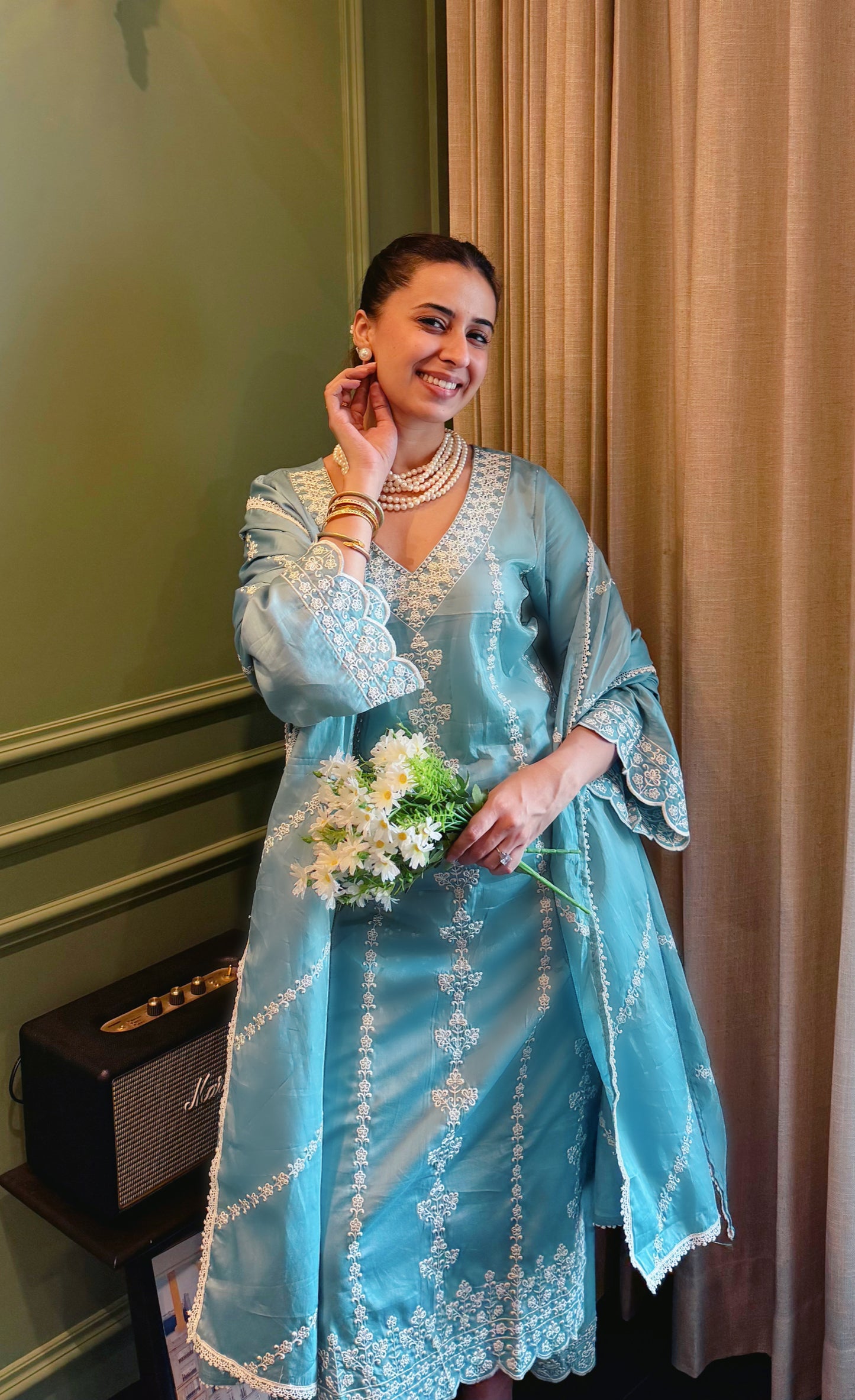 Sania Chadha in JHEEL - Blue Cotton Suit Set