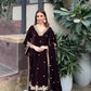 Shreya Lakhani in SWARA - Velvet Brown Straight Suit Set.