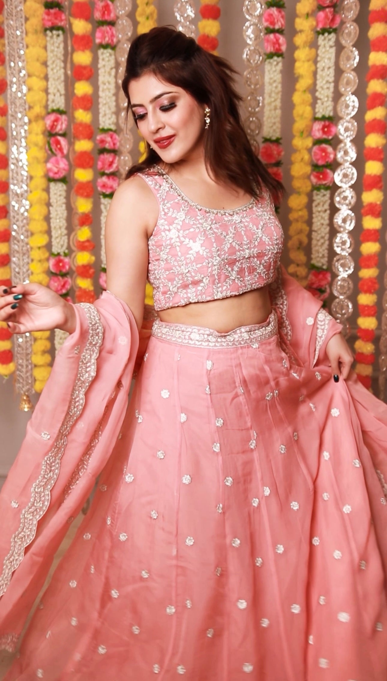 Saloni Sehra in Heera - Pink Organza Lehenga Set.