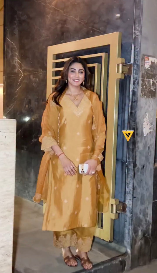 Sana Makbul (@divasana) SERA - Mustard Gold Chanderi Suit Set