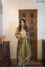 Shivangini Singh Rathore in ZOYA - Olive green Tissue-Organza Suit Set