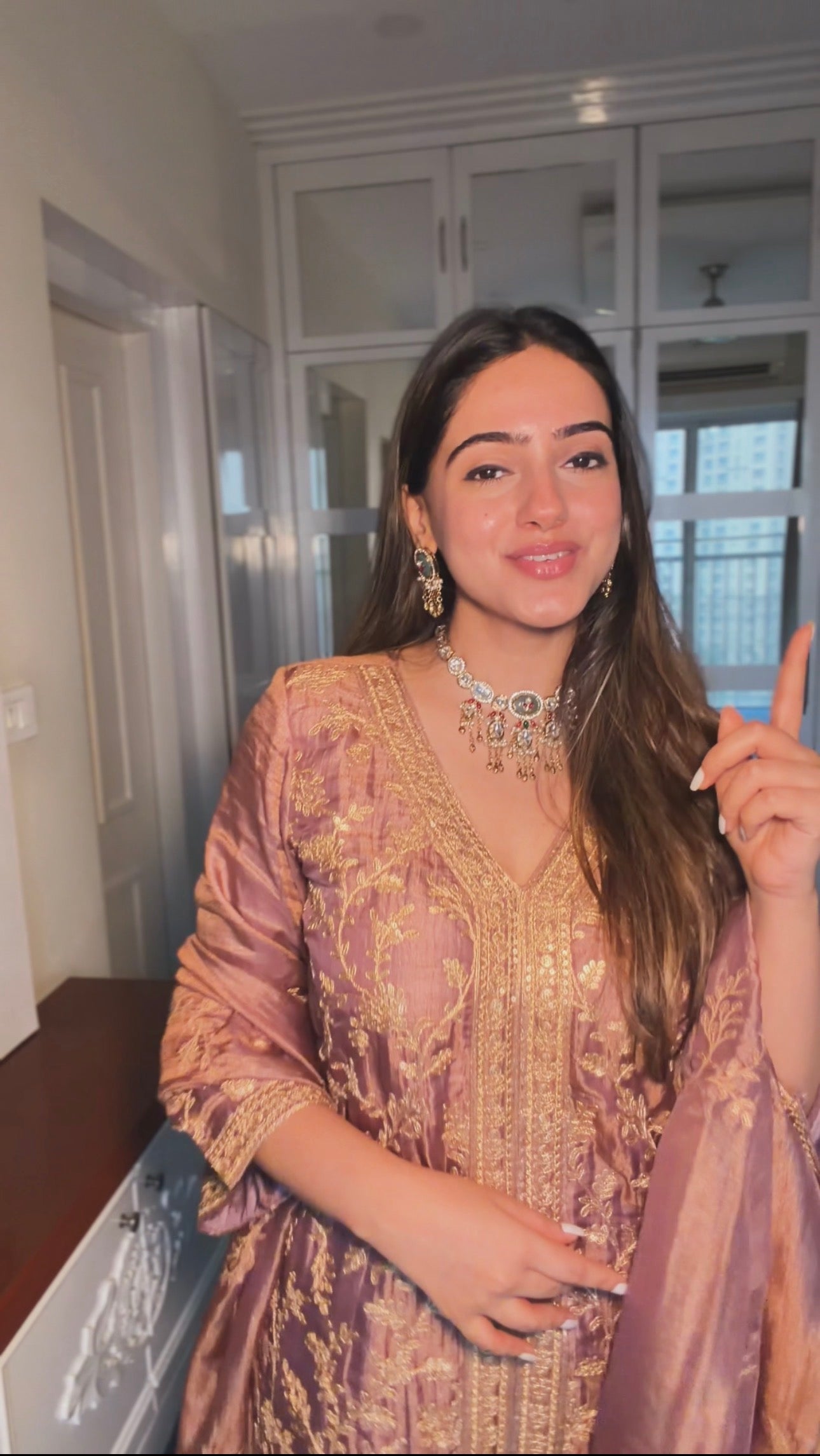Amita Singh in RAINA - Antique Mauve Tissue-Organza Suit Set