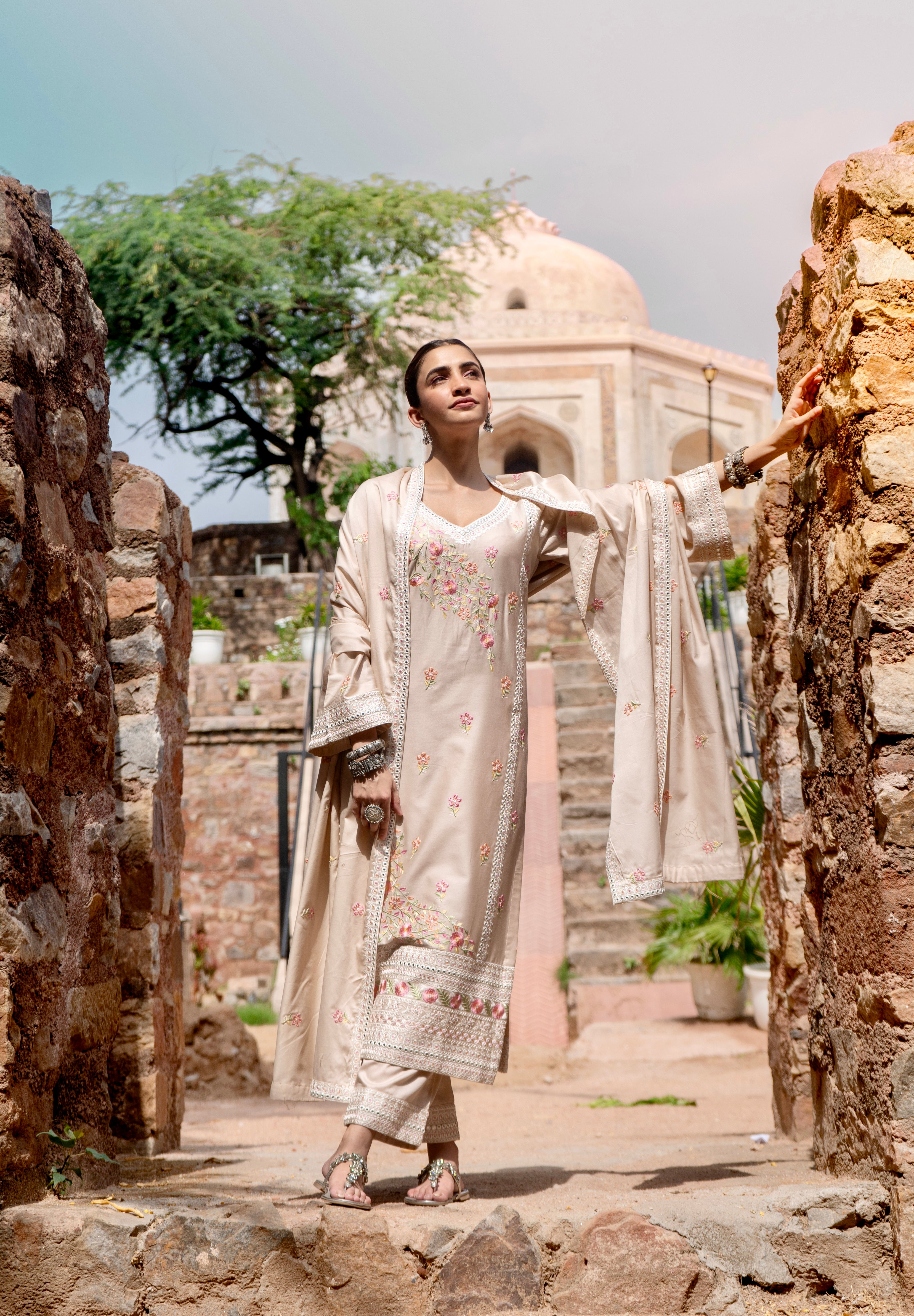 Shreya Lakhani in ROOHANI - Beige Cotton Suit Set