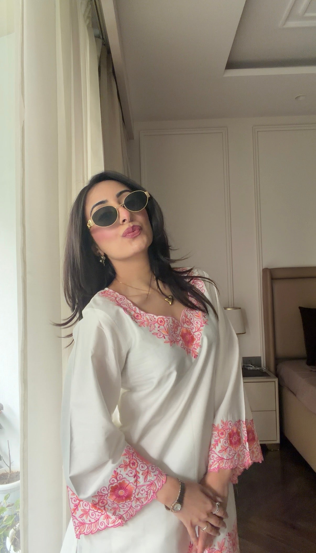 Hiral Kochar in SCARLET -  White Embroidered Co-ord Set