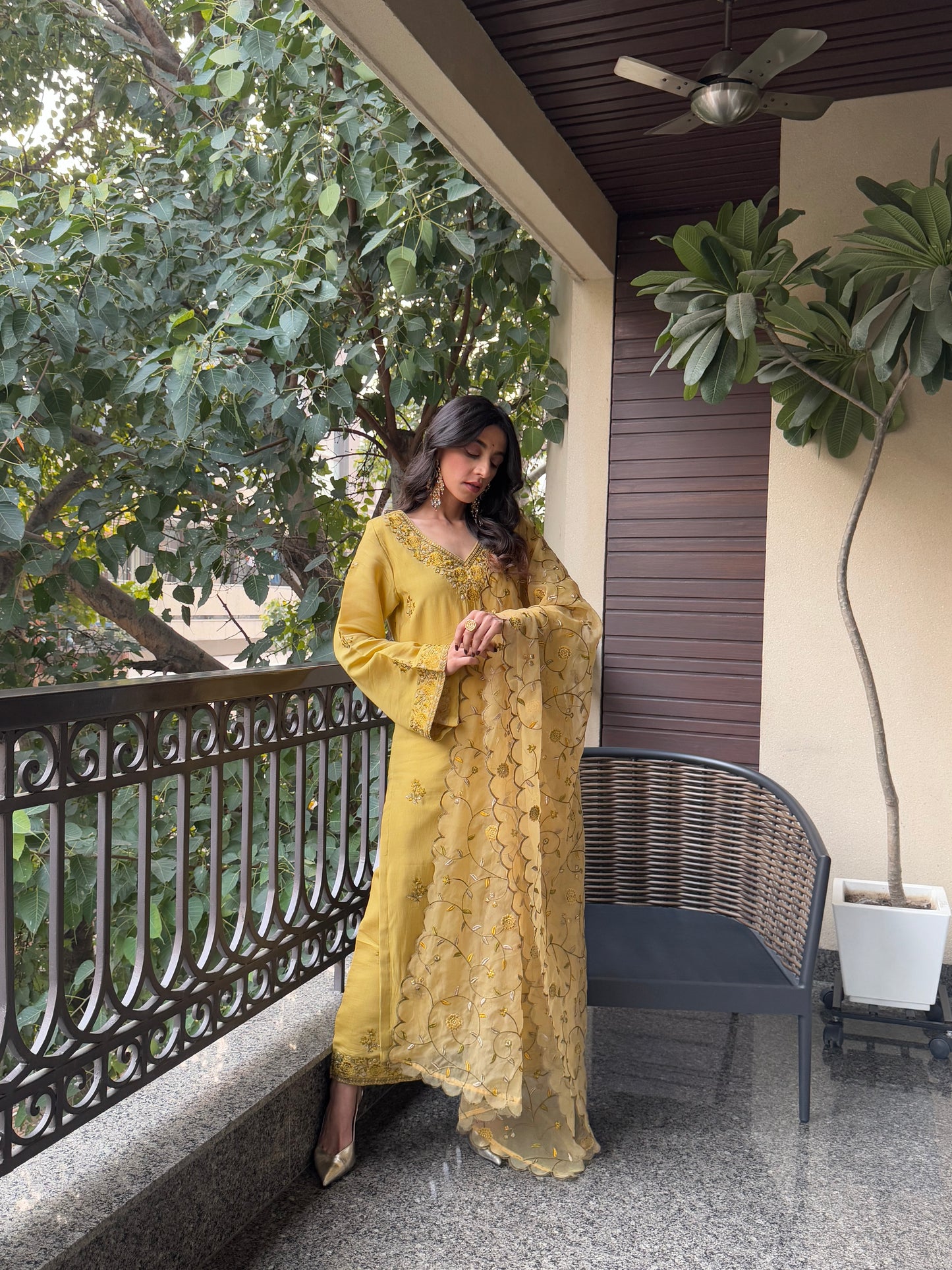 Mehak Jain in MEERA - Yellow Chanderi Suit Set