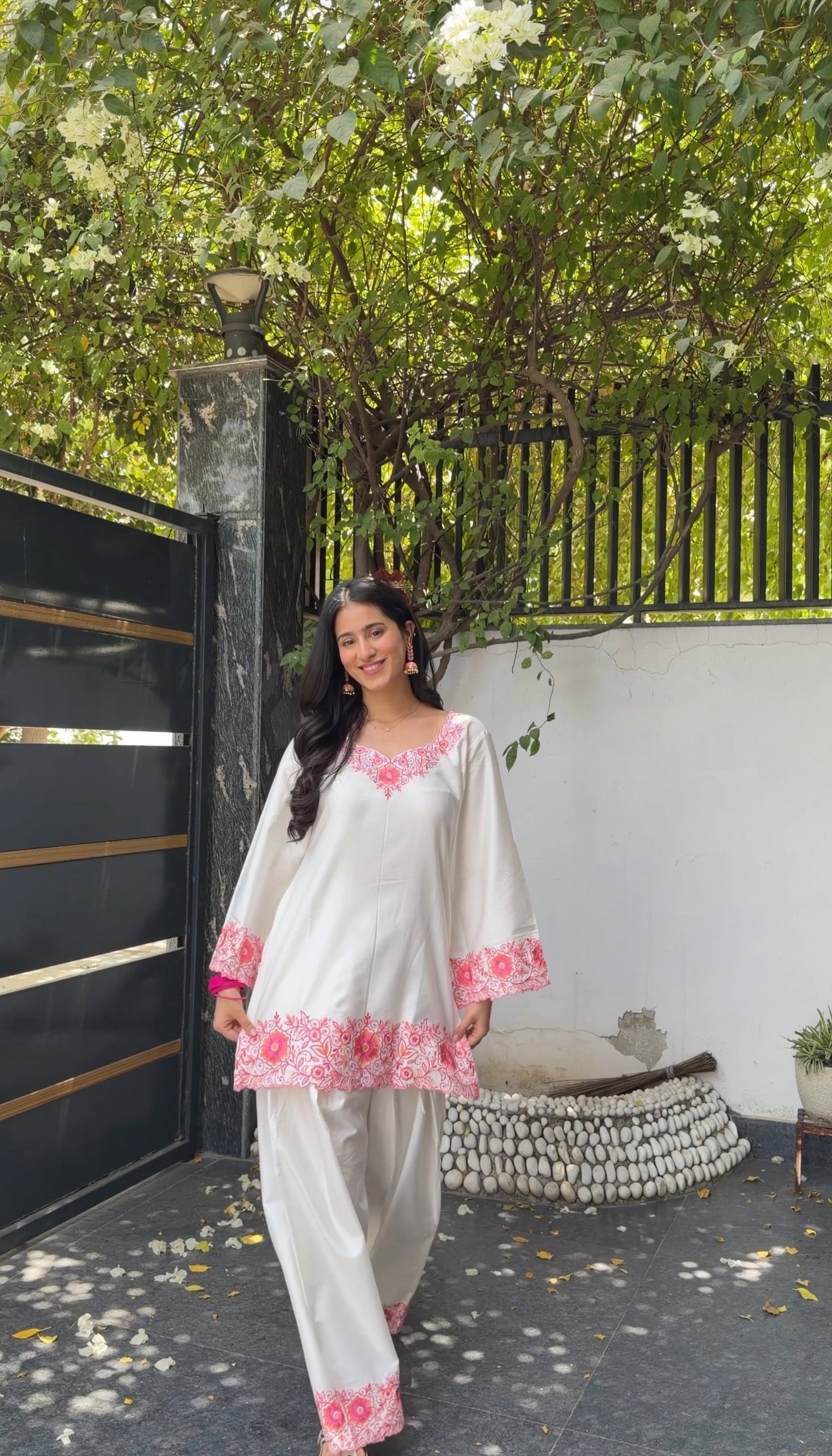 Bhumika Dhingra in SCARLET -  White Embroidered Co-ord Set
