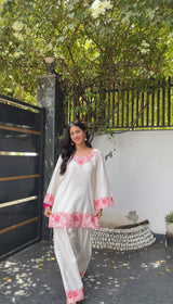 Bhumika Dhingra in SCARLET -  White Embroidered Co-ord Set