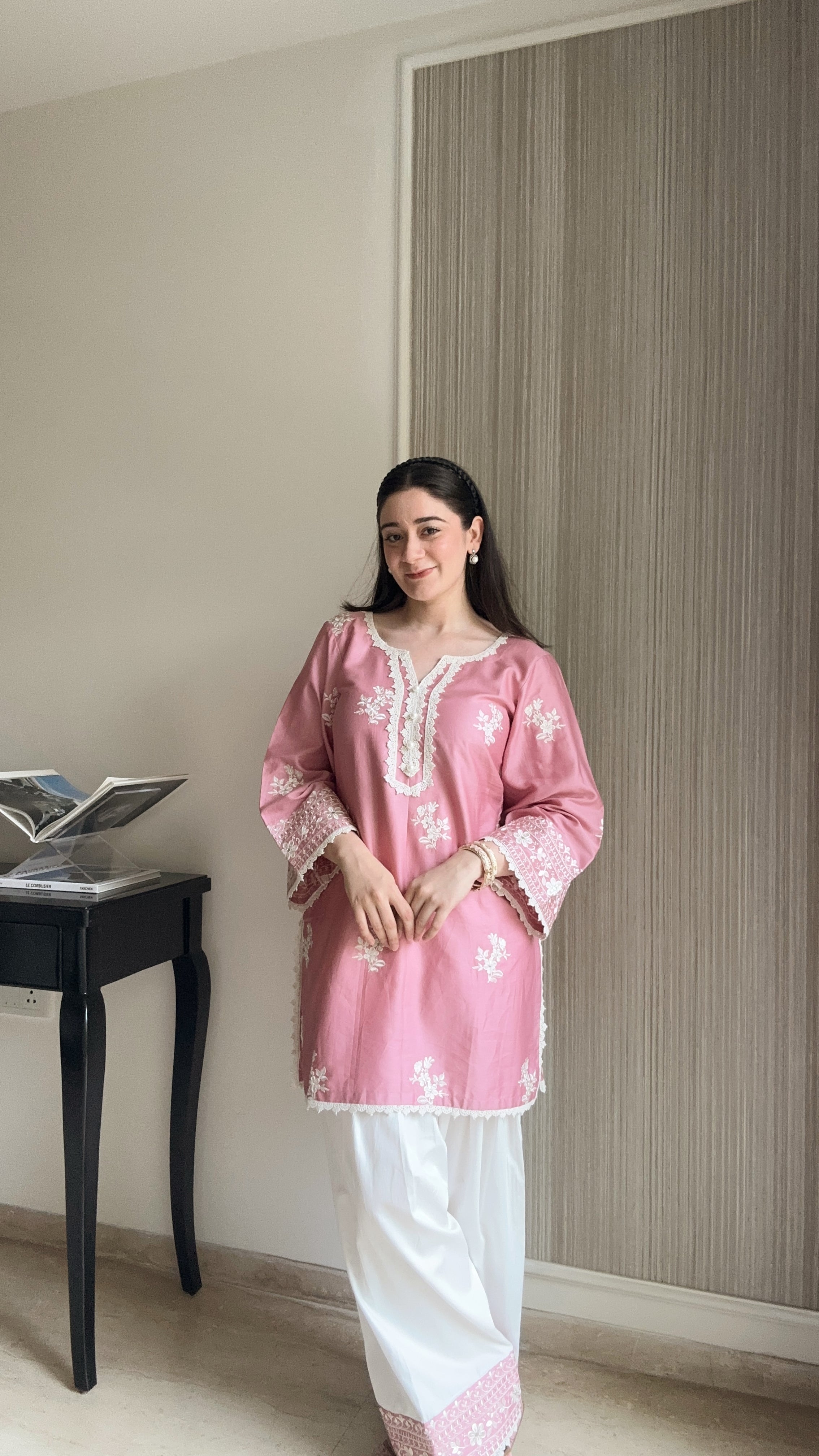 Sana Grover in EMBER -  Pink Embroidered Co-ord Set