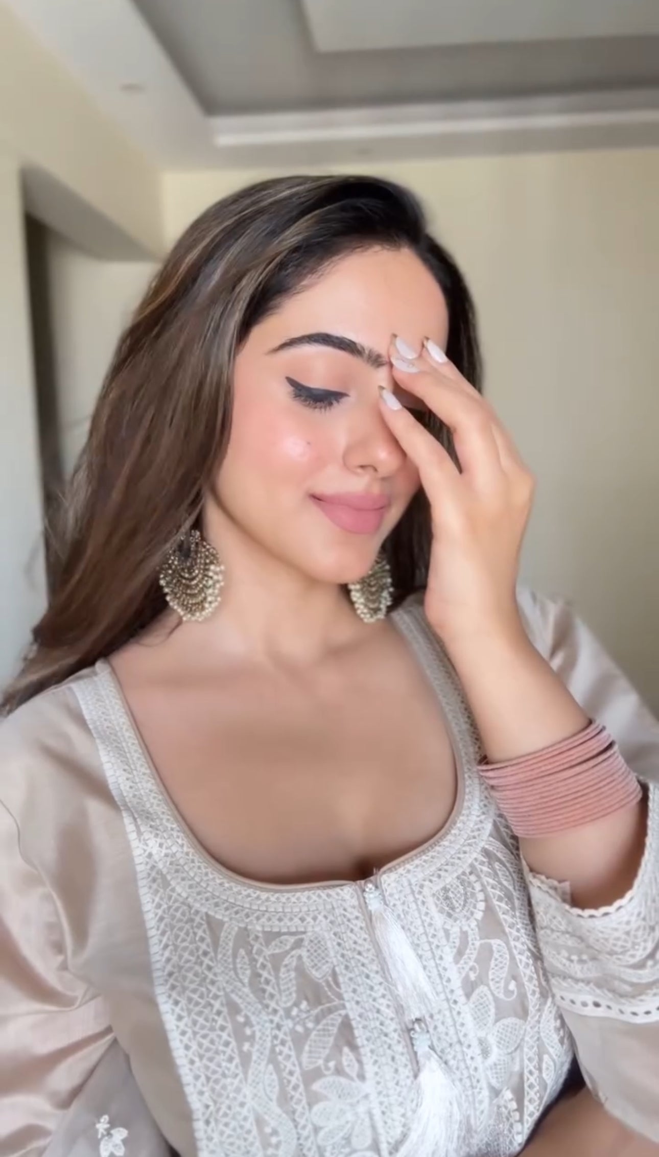 Amita Singh in Hazel Beige Chanderi Suit Set