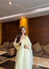APOORVA SHARMA in TARINI - Lime Yellow Chanderi Suit Set